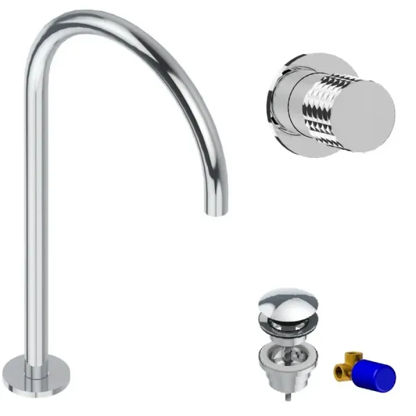 Kit mezclador de lavabo con caño giratorio Diamond-D-4205-R-B-E-4605-1-C