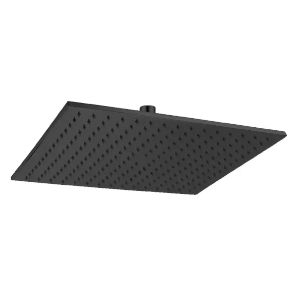 Pommeau de douche carré Damast Série Saturno 40Q en laiton carré 40x40 cm anticalcaire 224 trous couleur noir mat cod. 17253