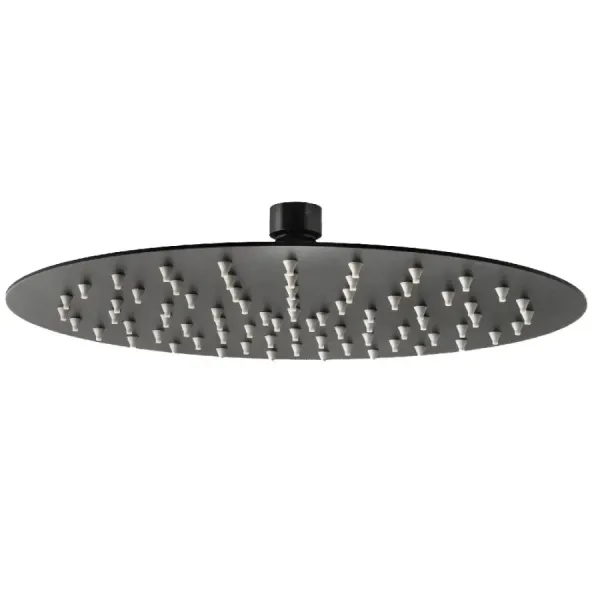 Damast Round Shower Head Relax 25T series in stainless steel super-mirror round Ø 250 mm 75 holes matt black stainless steel col