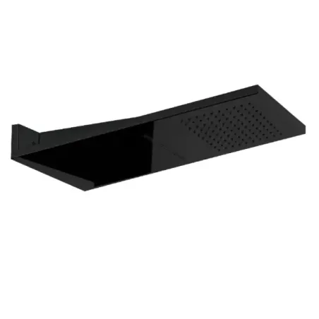 Pommeau de douche mural Damast série Antares 2 en acier inoxydable super-miroir rectangulaire 500x220 mm 2 jets couleur noir mat