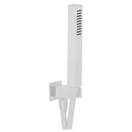 Conjunto de ducha Damast Duplex serie Estro en latón con ducha de mano Leo + soporte y flexo de 150 cm, color blanco mate cod. 1