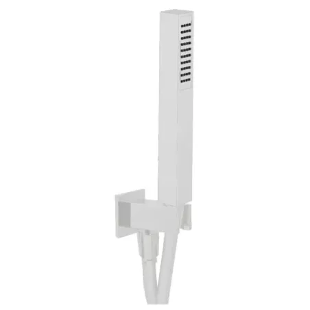 Damast Set Duplex Shower Estro series in brass with Leo hand shower + support and 150 cm flexible hose matt white color code 154