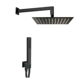 Ensemble de douche Damast Duplex Rondo' série 25Q douchette Leo + bras Cassiopea 35 + pomme de douche Relax 25Q + flexible noir 