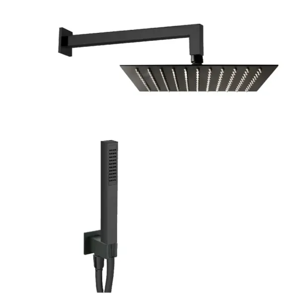 Ensemble de douche Damast Duplex Rondo' série 25Q douchette Leo + bras Cassiopea 35 + pomme de douche Relax 25Q + flexible noir 