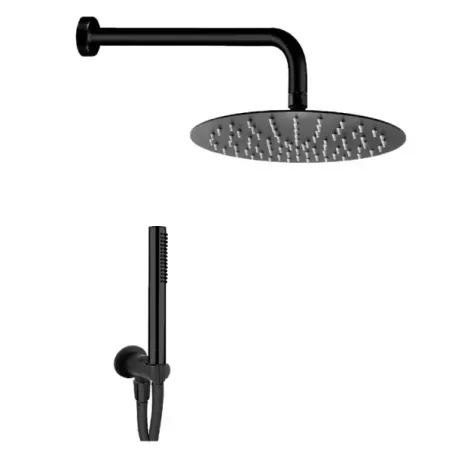Damast Duplex Shower Kit Rondo' 25T series Atena hand shower + Pegaso 35 arm + Relax 25T shower head matt black 17899