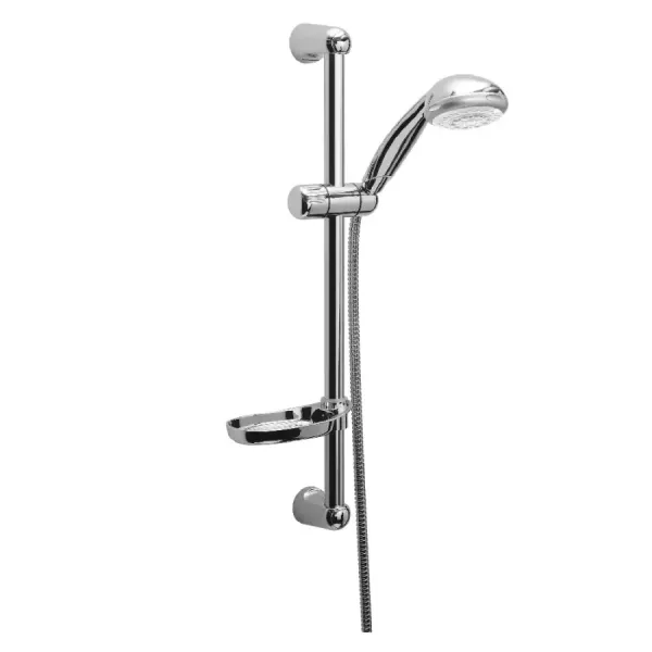 Damast Shower Rail Basic series stainless steel rod + 3-jet hand shower + soap dish + 150 cm flexible hose chrome color code 145