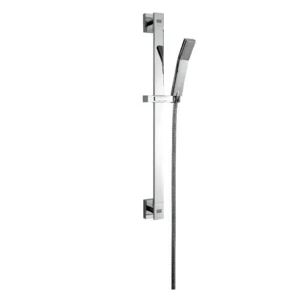 Damast Shower Sliding Rail Slim Series Brass Rod + 1 Jet Hand Shower + 150 cm Flexible Hose Chrome Color Code 14276