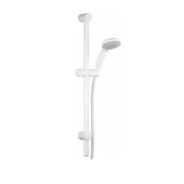 Barre de douche Damast série Renovo 2.0 en acier inoxydable avec douchette en ABS et flexible, couleur blanc mat, code. 15375