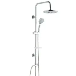Colonne de douche Damast série Tonda 332 avec pomme de douche et douchette en ABS + porte-savon et flexible couleur chrome cod. 