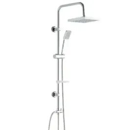 Damast Shower Column Quadra 332 series rod with shower head and ABS hand shower + soap dish and flexible hose chrome color code 