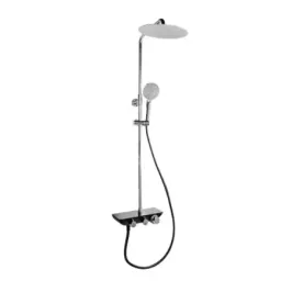 Colonne de douche Damast série Vogue tige télescopique et pivotante en laiton + pomme de douche + douchette à main + mitigeur no