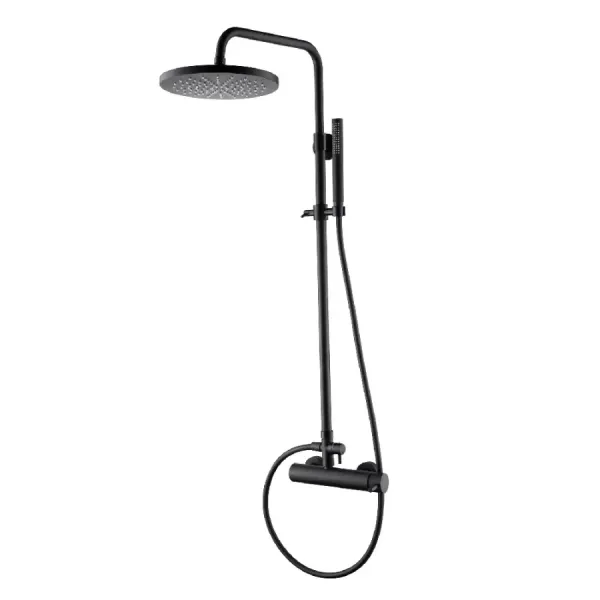 Damast Shower Column Marlena series telescopic and swivel rod + shower head + hand shower + diverter + mixer matt black 15429