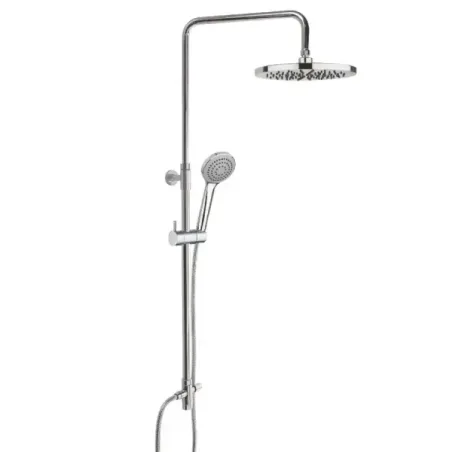 Damast-Duschsäule der Serie Vivace 2.0, ausziehbare und schwenkbare Messingstange + Duschkopf + Handbrause + Chrom-Umstellercode