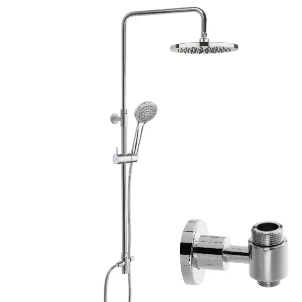 Colonne de douche Damast série Vivace 2.0 tige télescopique et pivotante en laiton + pomme de douche + douchette à main + invers